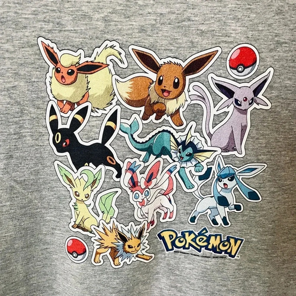 NWT Pokémon women’s short sleeve character graphic tee shirt Nintendo SZ S gray - Picture 4 of 8